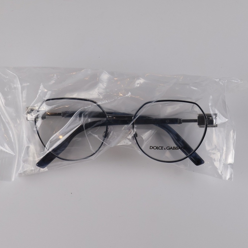 Dolce & Gabbana Eyeglasses DG1346 Geometric Black Blue Metal NWT MSRP 295